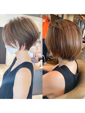 バンプ ギンザ(BUMP GINZA) 30代、40代/丸みくびれショートボブ×白髪染めハイライト/大宮