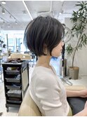 前髪あり耳掛け丸みくびれ大人ショートボブ20代30代40代50代＊