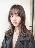 ★20代30代40代ミルクティー／姫レイヤーカット／顔回りレイヤー