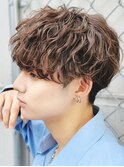 原宿シャドウパーマメンズルーズパーマセンターパートウルフ30代