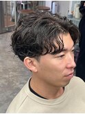 センターパート／ラルフカール/毛流れパーマ/メンズパーマ