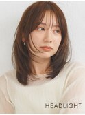 小顔似合わせ韓国ミディアムレイヤーくびれミルクブラウン