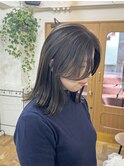 暗くても透明感♪グレー系ミディアム外ハネ切りっぱなしボブ