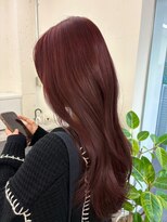 ノク 渋谷(nok)&nbsp;ブリーチなしダブルカラーボルドーカラー_黒髪ボブルフ