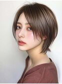 ナチュラルショートミニウルフチェリーブラウン20代30代40代50代