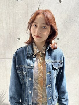 レジュアル(RESSUAL) ストレートくびれヘアアプリコットオレンジハイライトカラー