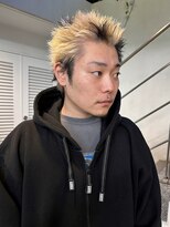 メンズレコ 渋谷(MEN'S LECO)&nbsp;ブルーブラックフェザーパーマ刈り上げセンターパート