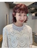 ダサティーピンク/コテ巻き風パーマ/ローズカラー