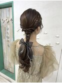 ローポニーリボンアレンジ/ヘアセット/ヘアメイク