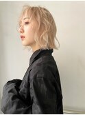 【milk tea blond】ハイトーンボブ_ミルクティーベージュ