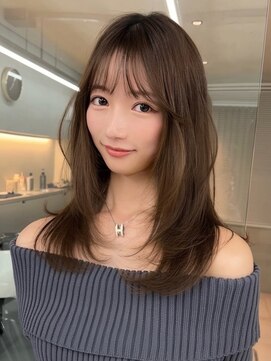 サイン 表参道(SIGN) 韓国ヘアーハッシュカットレイヤーカットグレージュブリーチ無し