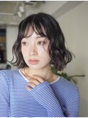 ◎韓国ヘアー顔周りレイヤーボブミディアムおくれ毛前髪万代新潟