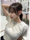 結んだ時もかわいい顔まわりカット　ブリーチなしベージュ