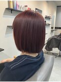 ワインレッド　ブリーチありダブルカラー
