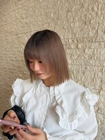 クレールバイケンジ(Claire by KENJE) 切りっぱなしボブ×顔周りレイヤー×ベージュカラー