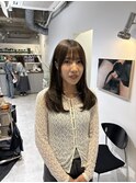 着物ヘア/ダークアッシュ/ミディアムレイヤーカット/名古屋名駅