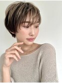クールショート/白髪ぼかしハイライト大人ショート30代40代p越谷