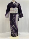 正絹訪問着No.19/【紫白ラメ入り】