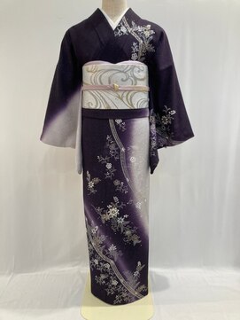 セットサロン フルール(Fleur) 正絹訪問着No.19/【紫白ラメ入り】