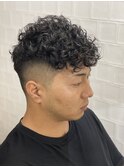 かき上げヘアショートレイアーくせ毛風パーマコンマヘア354