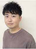 ソフトマッシュツーブロック/メンズショート/斜めバング/くせ毛