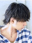 サーフカール/ 刈り上げセンターパート/ブルーブラック[新宿駅]