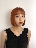 切りっぱなしボブ　オレンジブラウン