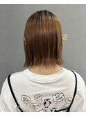 ストレートパーマで作る切りっぱなしボブ
