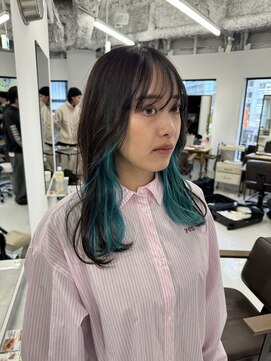 ハピネス 梅田茶屋町店(HAPPINESS) 韓国カラー インナーカラー ターコイズ