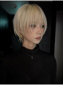ダブルカラーショートウルフカットショートボブレイヤー前髪あり