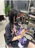 地雷系/シールエクステ/インナーカラー/ピンク/ホワイト
