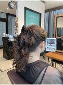 サイドロープ編み　ゆるふわポニーテールアレンジ