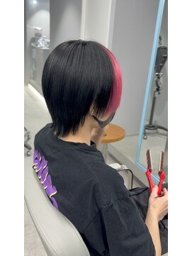 ポプルス(popls) メンズマッシュウルフ/ピンクポイントカラー/メンズマッシュ