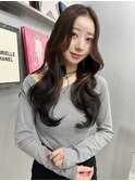 韓国 くびれロング レイヤー ワンホンヘア 小顔前髪