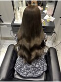 オリーブベージュ 透明感カラー ブリーチなしダブルカラー