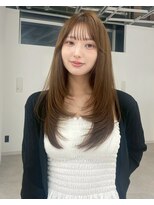 ユーフォリア 銀座本店(Euphoria)&nbsp;韓国風レイヤー ロングカット 艶ブラウンカラー