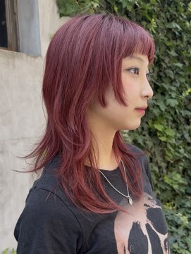 ネロ ヘアアンドライフストア 渋谷(NERO HAIR AND LIFESTORE) 【倉田真希】ウルフカット　チェリーピンク　暖色カラー