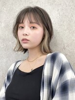 サンク 原宿 表参道(cinq)&nbsp;インナーカラーボブイヤリングカラーベージュ前髪インナーカラー