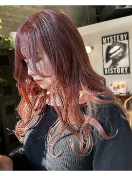 ヲタク(wotaku.) チェリーピンクカシスカラーピンクベージュダブルカラー巻き髪