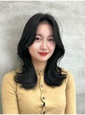 韓国風レイヤーカット顔まわりくびれオルチャン堀江