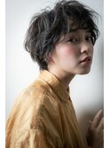小顔補正カットオリーブブラウンフェザーショートv川口20代30代