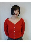 黒髪ボブぱっつん前髪ボブミニボブ切りっぱなしボブ