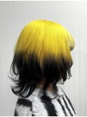 ウルフカット グラデーション イエローブラック
