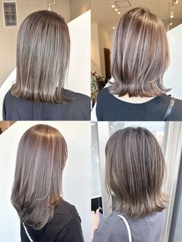 明るい色味でもしっかり染まるグレイカラーで、いつまでもキレイな髪に◎大人女性の美しさを引き出します♪