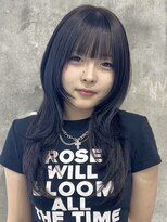 マーブル 町田(marble)&nbsp;暗髪×レイヤーカット/ハッシュカット/ダークグレー/顔周り