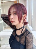 顔周りカット/前髪カット/赤髪/チェリーレッド/ワインレッド