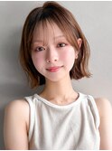 美髪ダークパープル小顔カットミルクブラウンエアリーカール