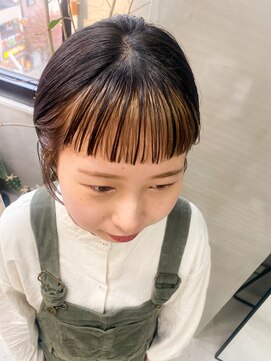 テトヘアー(teto hair) ミニボブボブインナーカラーパッツンオン眉ナチュラルぱっつん
