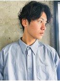 スパイラルパーマ無造作パーマツーブロックセンターパートメンズ