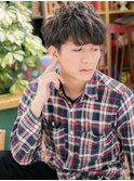 ツイストパーマ重めバングラウンドマッシュm川口20代30代40代